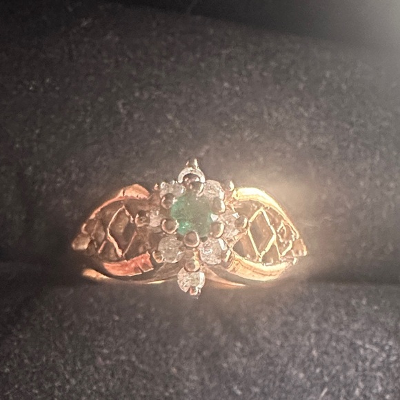 Vintage 10k emerald Diamond Ring